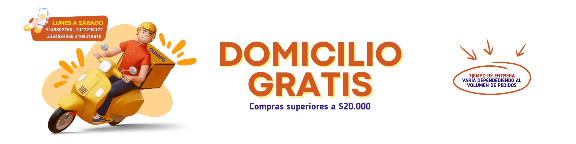 Domicilio gratis en compras superiores a $20.000